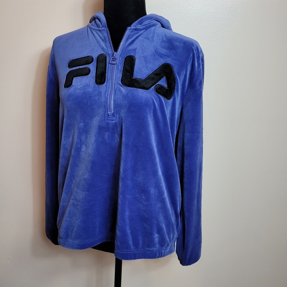 Fila Velour Hoodie blue size M - Picture 2 of 10